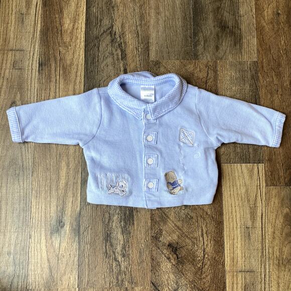 Vintage Baby Healthtex Blue Collared Embroidered Button Up Shirt Jacket 0-3 mo - Picture 7 of 8